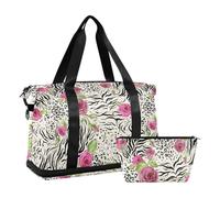 Mnsruu Borsone da viaggio grande con scomparto per scarpe e tasca bagnata, borsone da palestra con leopardo rosa appassionato con borsa da toilette, #03, Taglia unica, alla moda