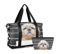 Mnsruu Borsone da viaggio grande con scomparto per scarpe e tasca bagnata, borsone da palestra per cani Bad Shitzu con borsa da toilette, #04, Taglia unica, alla moda
