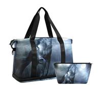 Mnsruu Borsone da viaggio grande, con scomparto per scarpe e tasca bagnata, con cavallo bianco nella foresta e luna, borsone da palestra con borsa da toilette, #04, Taglia unica, alla moda