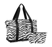 Mnsruu Borsone da viaggio grande con scomparto per scarpe e tasca bagnata, con strisce zebrate nere e borsa da toilette, #03, Taglia unica, alla moda