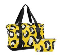 Mnsruu Borsone da viaggio grande con scomparto per scarpe e tasca bagnata, stampa leopardata con ghepardo giallo, borsone da palestra con borsa da toilette, #04, Taglia unica, alla moda