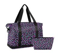 Mnsruu Borsone da viaggio grande con scomparto per scarpe e tasca bagnata, stampa leopardata, ghepardo animale, neon, borsa da palestra con borsa da toilette, #02, Taglia unica, alla moda