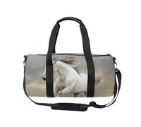 Mnsruu Borsone sportivo da palestra con tracolla per donne e uomini, con cavallo bianco, borsa da viaggio per allenamento con scomparto per scarpe per pernottamento e fine settimana, #01, Misura