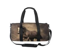 Mnsruu Borsone sportivo da palestra con tracolla, per donne e uomini, con cavallo grasso, marrone, borsone da viaggio, allenamento, borsa con scomparto per scarpe, per pernottamento e fine settimana,