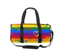 Mnsruu Borsone sportivo da palestra con tracolla, per donne e uomini, con cuori di San Valentino, colori arcobaleno, borsone da viaggio per allenamento con scomparto per scarpe per pernottamento, fine