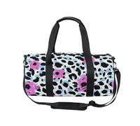Mnsruu Borsone sportivo da palestra con tracolla, per donne e uomini, con motivo leopardato e fiori rosa, borsone da viaggio, allenamento, borsa con scomparto per scarpe, per pernottamento e fine