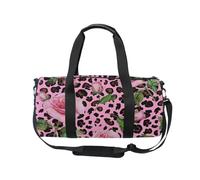 Mnsruu Borsone sportivo da palestra con tracolla, per donne e uomini, con rose su leopardo rosa, borsone da viaggio per allenamento con scomparto per scarpe per pernottamento e fine settimana, #01,