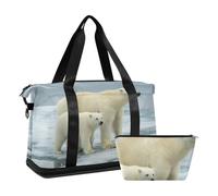 Mnsruu Borsone sportivo Polar Bear Sow and Cub Pose Together, #04, Taglia unica, alla moda
