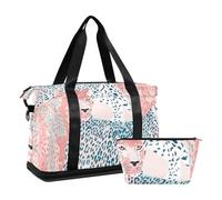 Mnsruu Borsone sportivo rosa leopardato con stampa animalier, #04, Taglia unica, alla moda