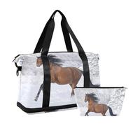 Mnsruu Brown Horse in Snow Sports Borsone, #04, Taglia unica, alla moda