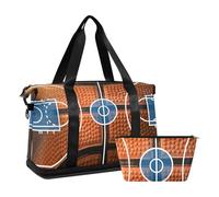 Mnsruu Campo da basket con dettaglio di un nero e arancione basket sport borsone, #04, Taglia unica, alla moda