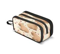 Mnsruu Capybara - Astuccio a 3 scomparti, con motivo amore, astuccio portapenne per la scuola, portatile, per ragazze e ragazzi, Capybara Love Pattern, Taglia unica