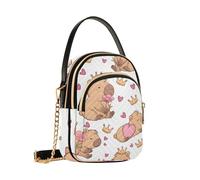 Mnsruu Capybara - Borsa a tracolla da donna, con motivo a corona, con catena staccabile, borsa a tracolla per telefono