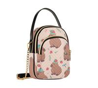 Mnsruu Capybara - Borsa a tracolla da donna, motivo fragola, con catena staccabile, borsa a tracolla per telefono