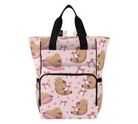 Mnsruu Capybara Love Gift Box Pattern Baby Diaper Bag Zaino Grande Borsa Impermeabile Viaggio Pannolino Borse per Mamme e Papà