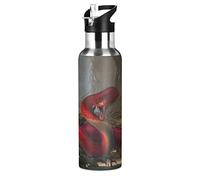 Mnsruu Carino Arte Serpente Selvatico Borraccia Termica con Cannuccia Sportiva, Bottiglia Acqua in Acciaio Inox Isolato 600ML Senza BPA per Bevande Calde e Fredde per Bambini Scuola