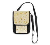 Mnsruu Carino Bee Daisy Flower Giallo Viaggio Portafoglio Porta Passaporto Carta di Credito Gadget Holder Pouch Pouch Bag Unisex Crossbody Portafoglio Viaggio Collo Portafoglio con Tracolla