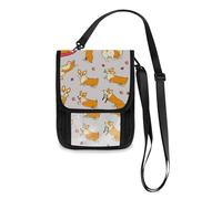 Mnsruu Carino Cani Corgi Portafoglio da Viaggio Porta Passaporto Porta Carte di Credito Gadget Holder Pouch Bag Unisex Crossbody Portafoglio Viaggio Collo Portafoglio con Tracolla Regolabile, #01,