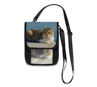 Mnsruu Carino Pet Cat Beach Travel Portafoglio Porta Passaporto Porta Carte di Credito Gadget Holder Pouch Bag Unisex Crossbody Portafoglio Viaggio Collo Portafoglio con Tracolla Regolabile, #01,