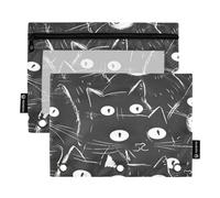 Mnsruu Cats Eyes - Astuccio per matite con 3 anelli con cerniera trasparente, per riporre articoli di cancelleria per scuola e ufficio, confezione da 2, Multicolore, Taglia unica, Beauty Case