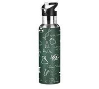 Mnsruu Conoscenza Chimica Scientifica Formula Borraccia Termica con Cannuccia Sportiva, Bottiglia Acqua in Acciaio Inox Isolato 600ML Senza BPA per Bevande Calde e Fredde per Bambini Scuola