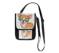 Mnsruu Cool Cartoon Cute Puppy Corgi con occhiali da sole portafoglio da viaggio porta passaporto porta carte di credito gadget borsa unisex portafoglio da viaggio portafoglio da viaggio con tracolla