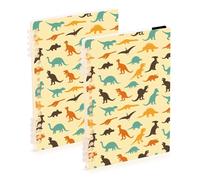 Mnsruu Cute Dinosaur Collection - Taccuino formato A5, con rilegatura a spirale, per lavoro, scuola, scrittura, diario, a righe, 120 pagine, 15 x 21 cm, confezione da 2