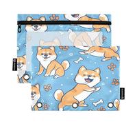 Mnsruu Cute Paws and Bones - Astuccio per matite con 3 anelli, con cerniera trasparente, per riporre articoli di cancelleria per scuola e ufficio, confezione da 2, Multicolore, Taglia unica, Beauty