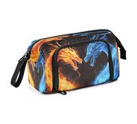 Mnsruu Drago Fuoco nella Notte Buia Grande Capacità Astuccio Portapenne Astuccio Astuccio Astuccio Cancelleria Ufficio Organizer Bag per Ragazzi Ragazze, Due Drago Con Fuoco, taglia unica, alla moda