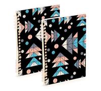 Mnsruu Fish From Triangles - Taccuino con rilegatura a spirale, formato A5, per lavoro, scuola, scrittura, diario, a righe, 120 pagine, 15 x 21 cm, confezione da 2