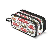 Mnsruu Fly Agaric and Flowers - Astuccio grande con 3 scomparti, per la scuola, per ragazzi e ragazze, Multicolore, Taglia unica, Organizer per borse
