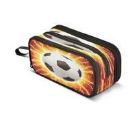 Mnsruu Football Fire - Astuccio grande capiente a 3 scomparti, per la scuola, per ragazzi e ragazze, Multicolore, Taglia unica, Organizer per borse