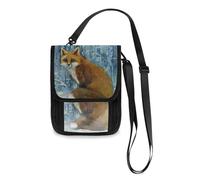 Mnsruu Fox Art - Portafoglio da viaggio, porta passaporto, porta carte di credito, gadget, unisex, con tracolla regolabile, #01, Taglia unica, alla moda