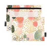Mnsruu Geometry Dots 3 raccoglitori ad anelli con cerniera trasparente finestra cancelleria borsa per riporre forniture scolastiche e ufficio, confezione da 2, Multicolore, Taglia unica, Beauty Case