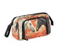 Mnsruu Golden Herd of Horses - Astuccio portapenne di grande capacità, per cancelleria, ufficio, per ragazzi e ragazze, Mandria d'oro dei cavalli, Taglia unica, alla moda