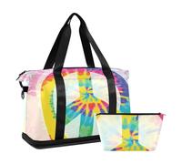 Mnsruu Grande borsa da viaggio per la notte, borsa da viaggio con scomparto per scarpe e tasca bagnata, borsone da palestra Make Love Not Wa con borsa da toilette, #04, Taglia unica, alla moda