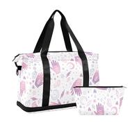 Mnsruu Grande borsa da viaggio per la notte, borsa da viaggio con scomparto per scarpe e tasca bagnata, borsa da palestra con stelle lunari magiche bohémien con borsa da toilette, #02, Taglia unica,