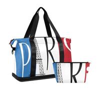 Mnsruu Grande borsa da viaggio per la notte, borsa da viaggio con scomparto per scarpe e tasca bagnata, borsone da palestra Francia Parigi con borsa da toilette, #04, Taglia unica, alla moda