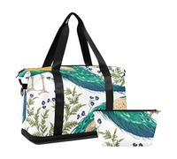 Mnsruu Grande borsa da viaggio per la notte, con scomparto per scarpe e tasca bagnata, bellissimo borsone da palestra con pavone con fiori, #04, Taglia unica, alla moda