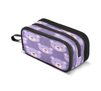 Mnsruu Grazioso astuccio viola con volto di orso, grande capacità, 3 scomparti, astuccio per la scuola, per ragazzi e ragazze, Multicolore, Taglia unica, Organizer per borse
