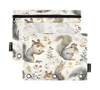 Mnsruu Grey Squirrel A 3 raccoglitori ad anelli con cerniera trasparente finestra cancelleria borsa per riporre forniture scolastiche e ufficio, confezione da 2, Multicolore, Taglia unica, Beauty Case