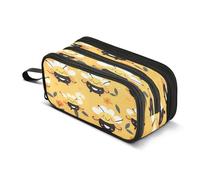 Mnsruu Happy Bee - Astuccio a 3 scomparti per penne e matite, per la scuola, portatile, per ragazze e ragazzi, Ape felice, Taglia unica