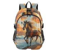 Mnsruu Horses by The Seaside - Zaino scolastico con scomparto per computer portatile, grande borsa da scuola per adolescenti, ragazze, ragazzi, zaino da viaggio per scuola, casual, università, lavoro