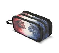 Mnsruu Ice Fire Cat - Astuccio grande con 3 scomparti, per la scuola, per ragazzi e ragazze, Multicolore, Taglia unica, Organizer per borse