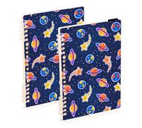 Mnsruu ISAOA Star Systems From Outer Space - Taccuino con rilegatura a spirale, formato A5, per lavoro, scuola, scrittura, diario, a righe, 120 pagine, 15 x 21 cm, confezione da 2