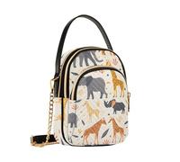 Mnsruu Leone, elefante, gazzella, rinoceronte, ghepardo, antilope ippopotamo, borsa a tracolla da donna, borsa a tracolla staccabile con catena
