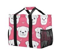 Mnsruu Line Puppy - Borsa riutilizzabile per la spesa, da viaggio, da cucina, lavabile, da spiaggia