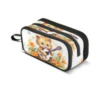 Mnsruu Lion Play Guitar - Astuccio grande capiente a 3 scomparti, per la scuola, per ragazzi e ragazze, Multicolore, Taglia unica, Organizer per borse