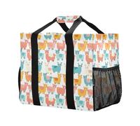 Mnsruu Little Cartoon Alpaca borse della spesa riutilizzabili borse della spesa cucina viaggio Tote Bag lavabile borsa da spiaggia