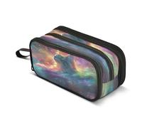 Mnsruu Magic Cloud Cat - Astuccio grande con 3 scomparti, per la scuola, per ragazzi e ragazze, Multicolore, Taglia unica, Organizer per borse